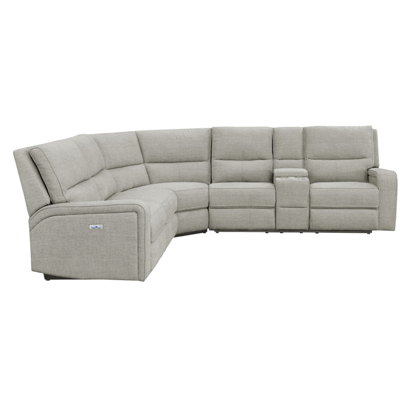 Adore Upholstered Reclining L-Shaped Sectional Symmetrical, Gray Tan 100% Polyester