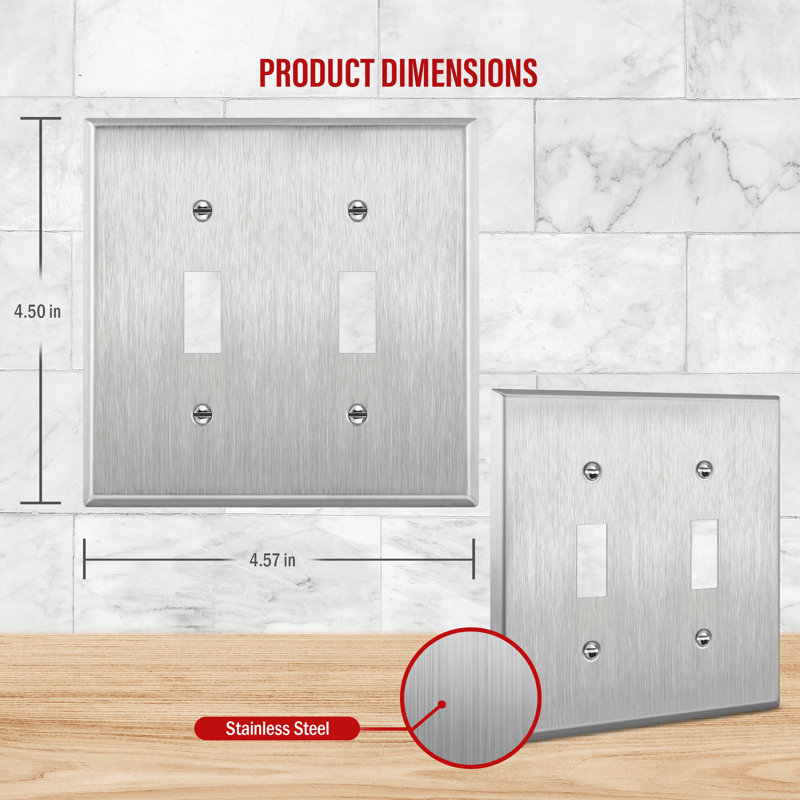 Standard 2-Gang Stainless Steel Toggle Wall Plate