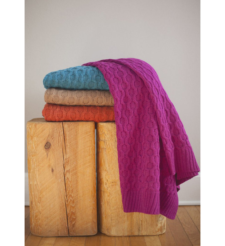 Theo Texture Alpaca Throw, Peacock