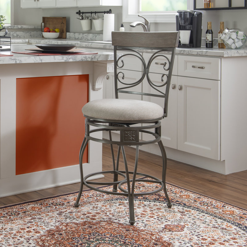 Edveh Oversized Big and Tall Swivel Counter/Bar Stool, Counter Stool (24" Seat Height), Pewter