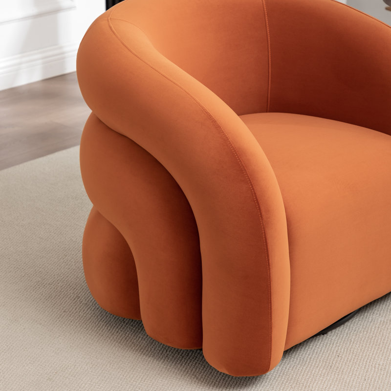 Fauteuil demi-tonneau rembourré et pivotant, Orange
