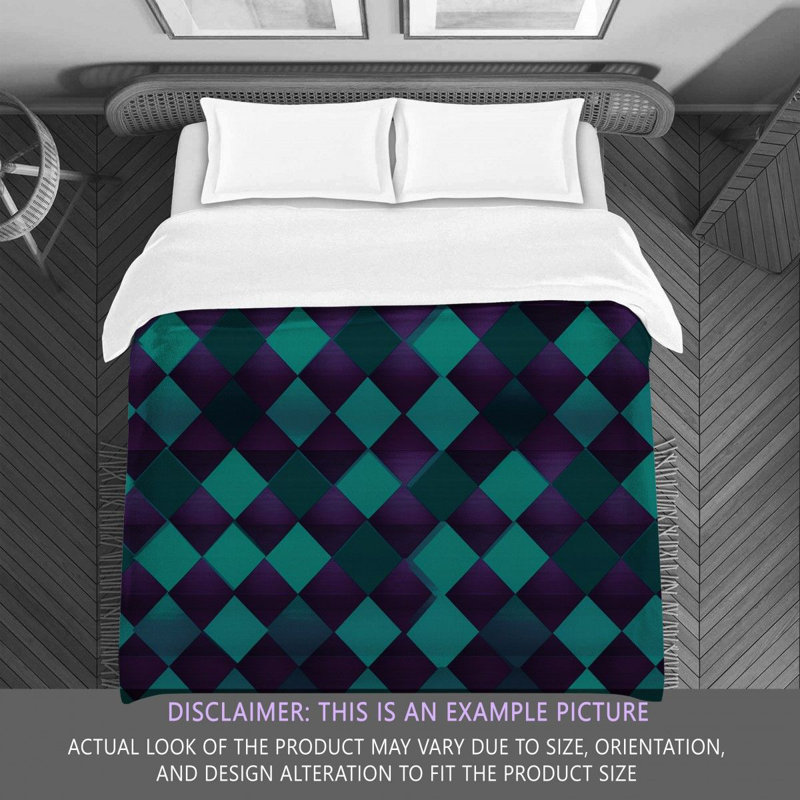 Machine Printed Comforter, Queen Comforter, Purple/Turquoise Argyle