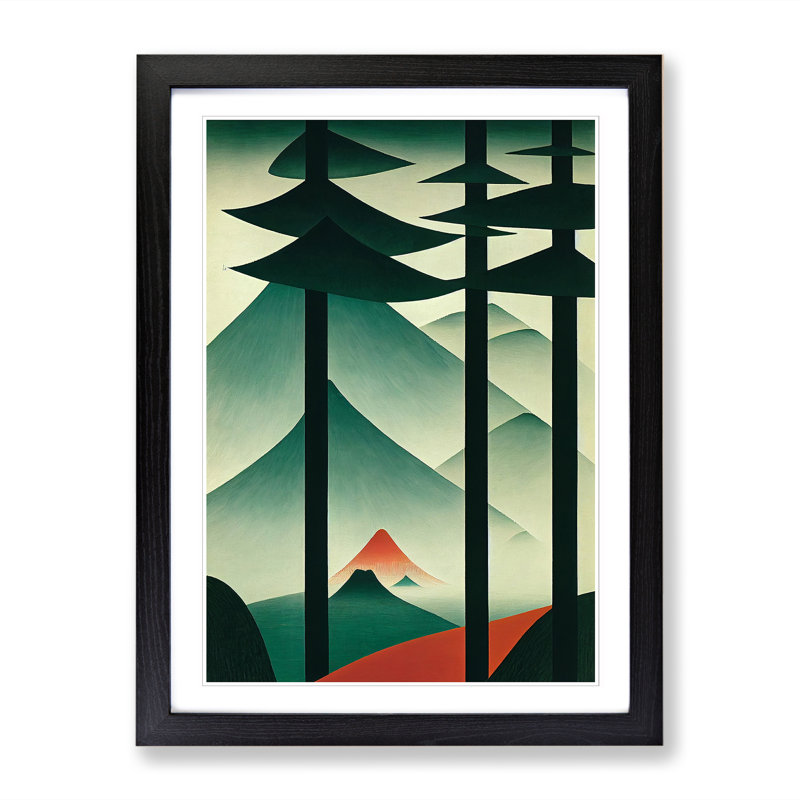 Meaney Japanese Forest Design Vol.3 - Picture Frame Print, 64cm H x 46cm W x 2cm D, Black