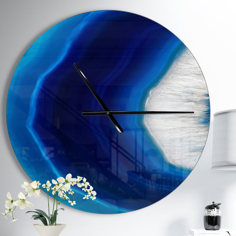 Blue Agate Crystal - Modern wall clock, Medium