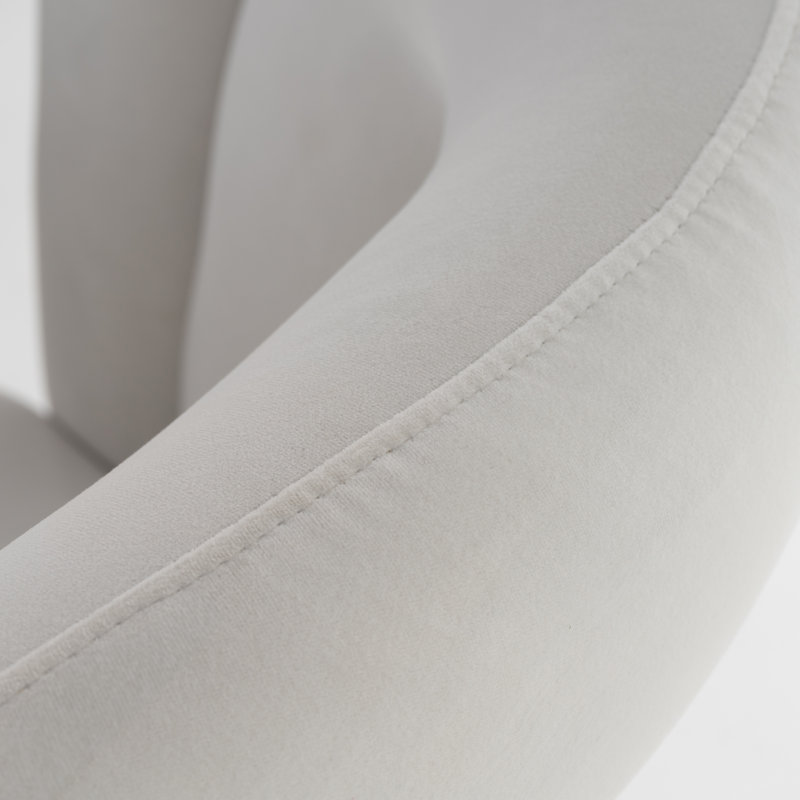 Velvet Upholstered Slat Back Arm Chair in White