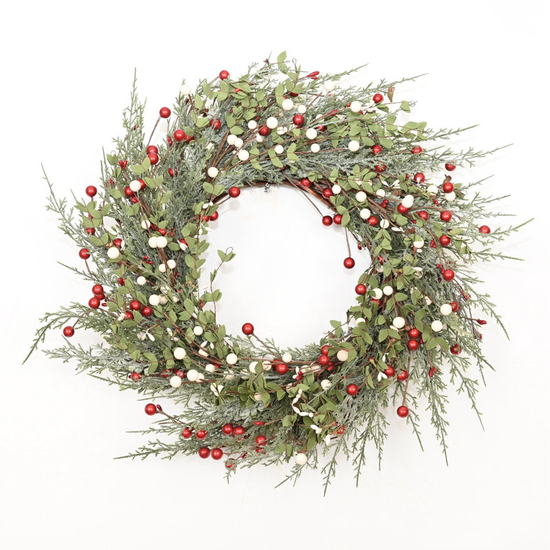 Mini couronne de fleurs de baies d'eucalyptus artificielles 24 po 24 po