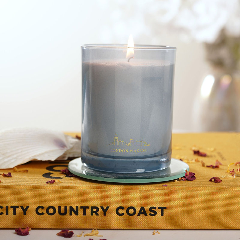 Scented Jar Candle with Glass Holder, Blue