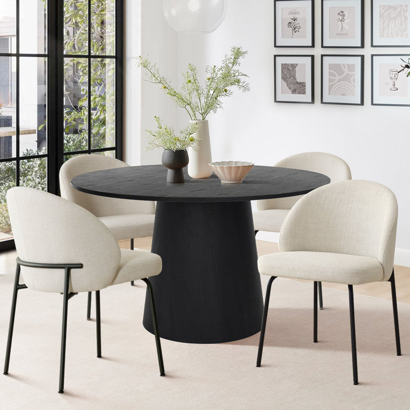 Ensemble de table de salle à manger 5 pièces pour 4 personnes avec chaises rembourrées et table de cuisine à piédestal de 46 po