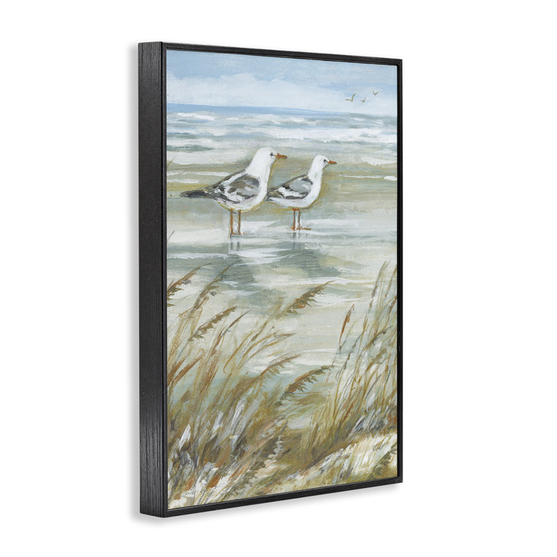Paire de mouettes debout sur la plage, estampe numérique, design par Susan Winget, H 18 po x l 12 po
