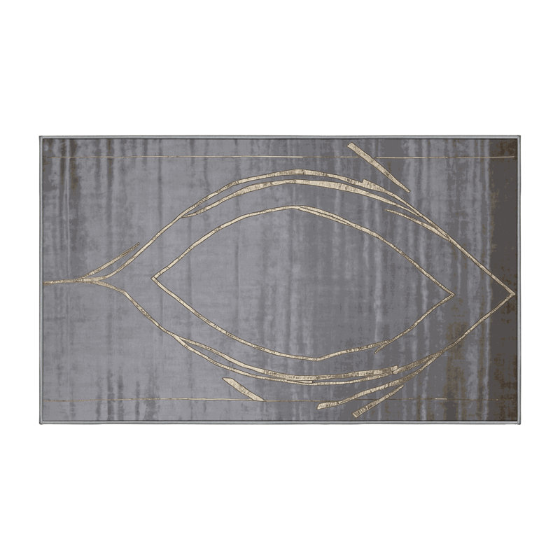Machine Washable Gray Area Rug, Rectangle 8' x 10'