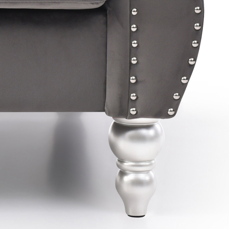 2 - Piece Upholstered Sectional, Gray Velvet