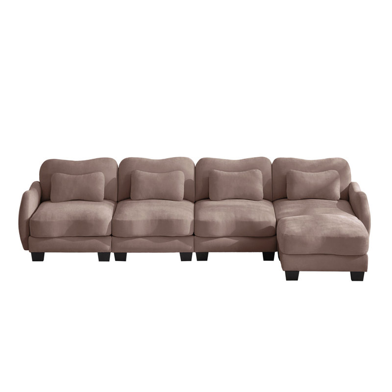 Canapé modulaire en L avec repose-pieds 6 pièces de 131 po, Rose Dust Chenille