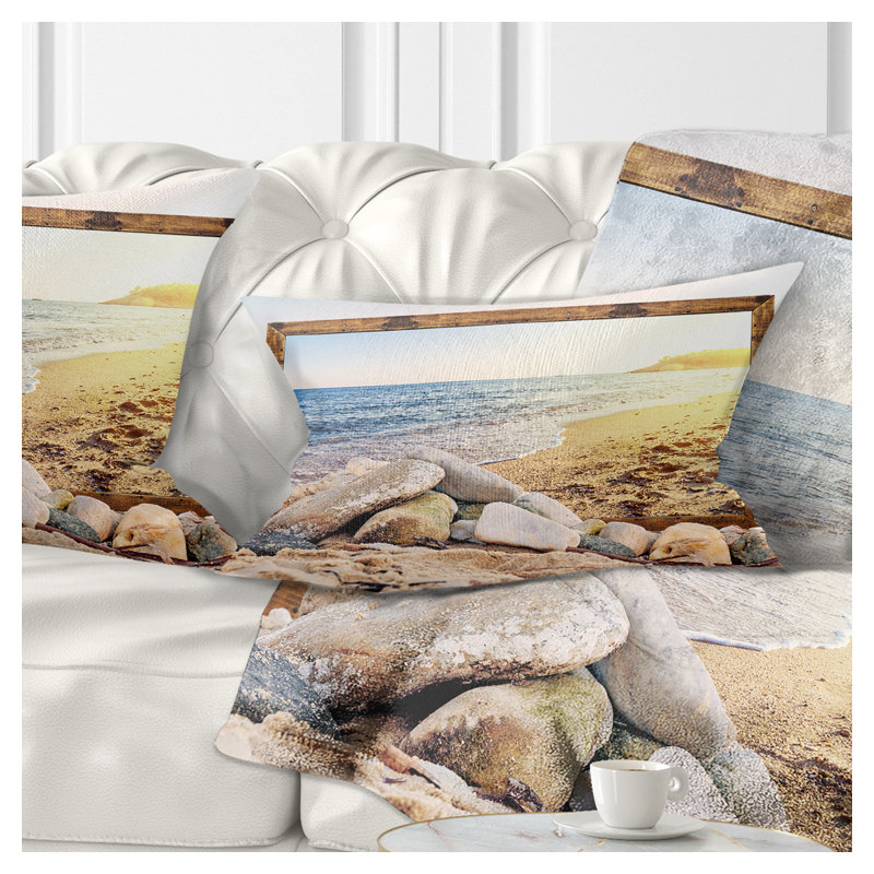 Coussin décoratif à imprimé encadré Beach Rocks - Beaches