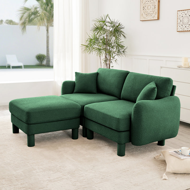 Canapé modulaire à 2 places pour la causeuse en tissu Boucle, Vert