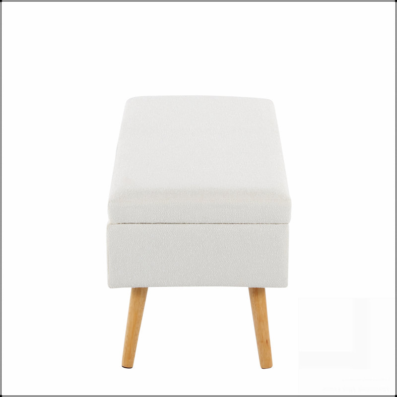 Banc en bois naturel et tissu crème