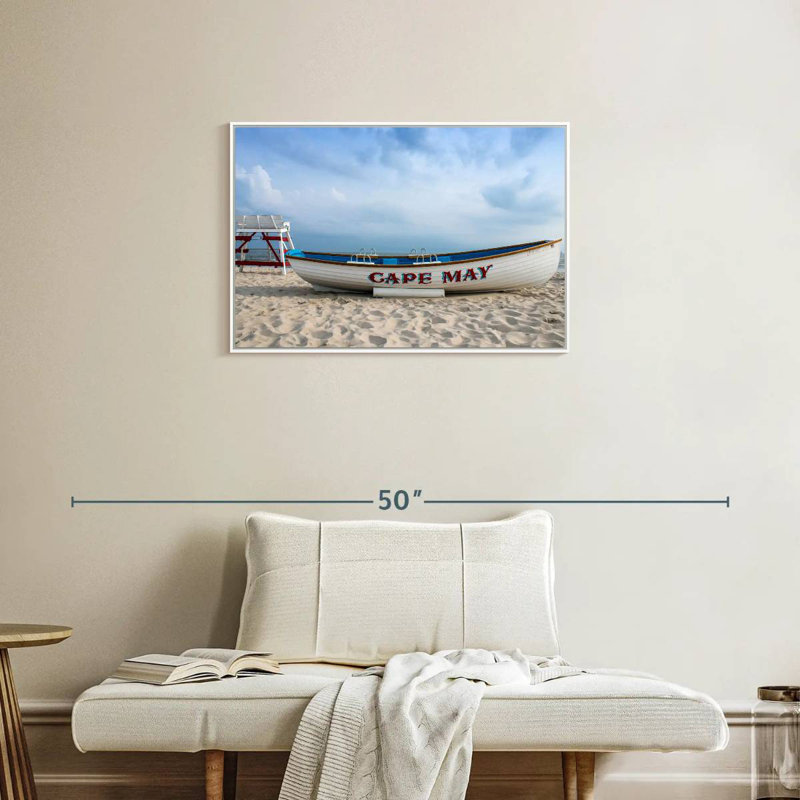 Bateau au cap May, Cadre flottant blanc, 31 po x 21 po