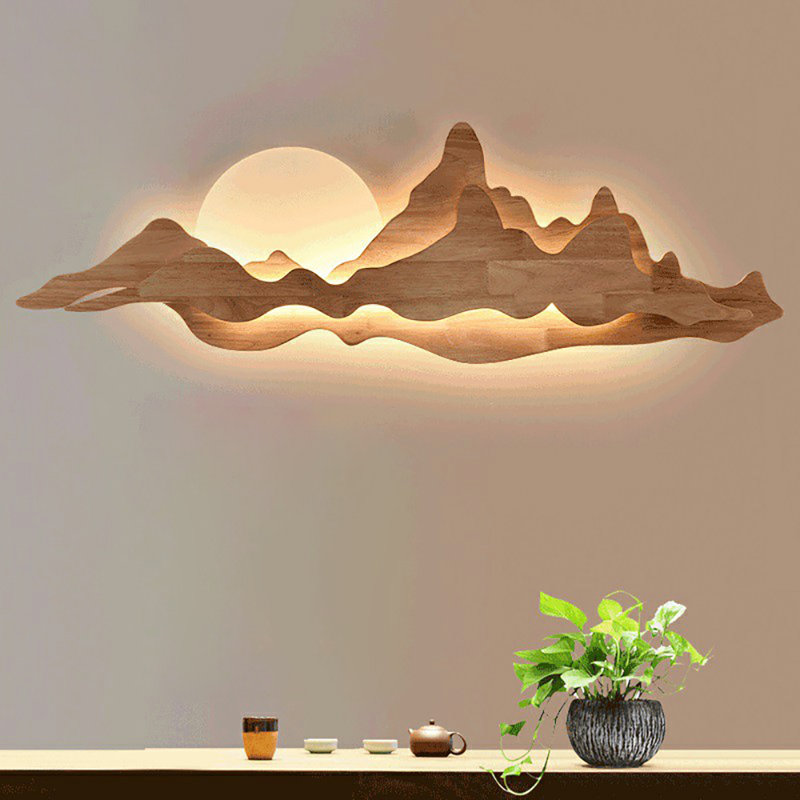 Dasheena Solid Wood LED Flush Mounted Sconce, Brown
