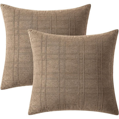 Coussins décoratifs à carreaux décoratifs en lin 18 x 18 Neutre
