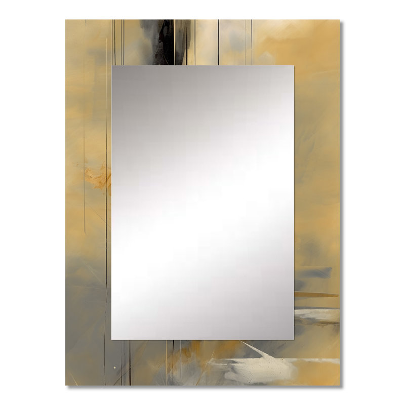 Jaune et gris au-delà de la toile IV - peinture abstraite, miroir mural décoratif, 32 po x 24 po