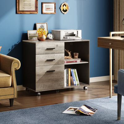 Cambrie 31.5" Wide 3 Drawer Wood File Cabinet, Mobile Filing Cabinet with Shelves, Lateral File Cabinet With Changeable Shelves For Home Office