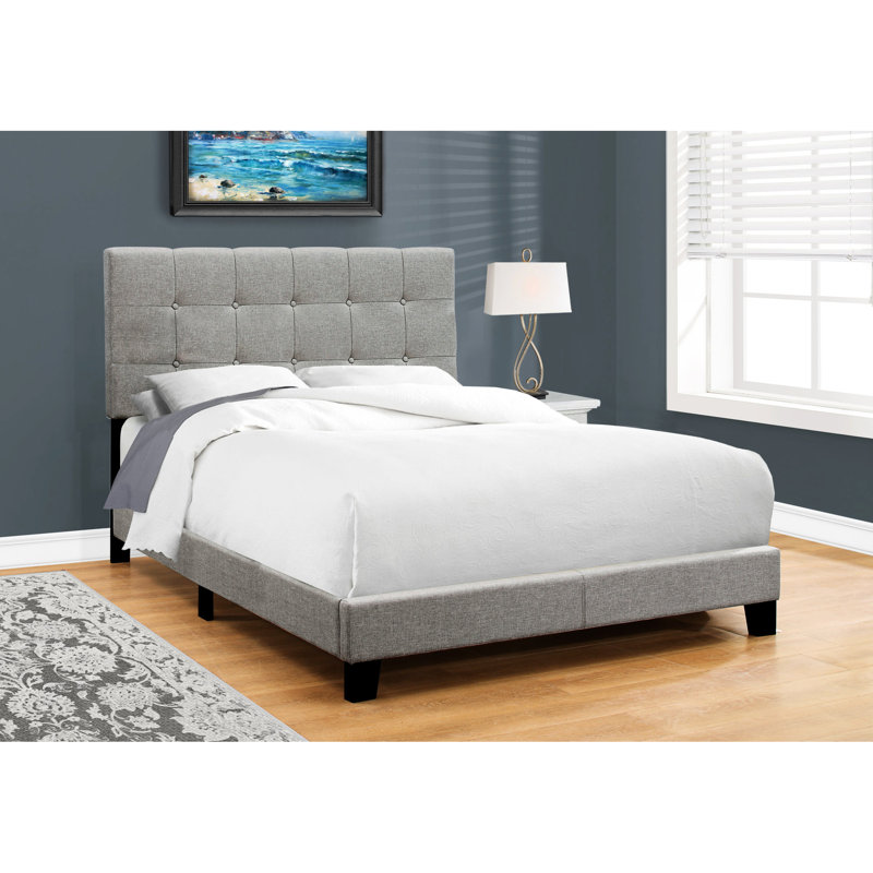Grey Upholstered Full Size Bed For A Comfortable Bedroom In With Headboard And Frame