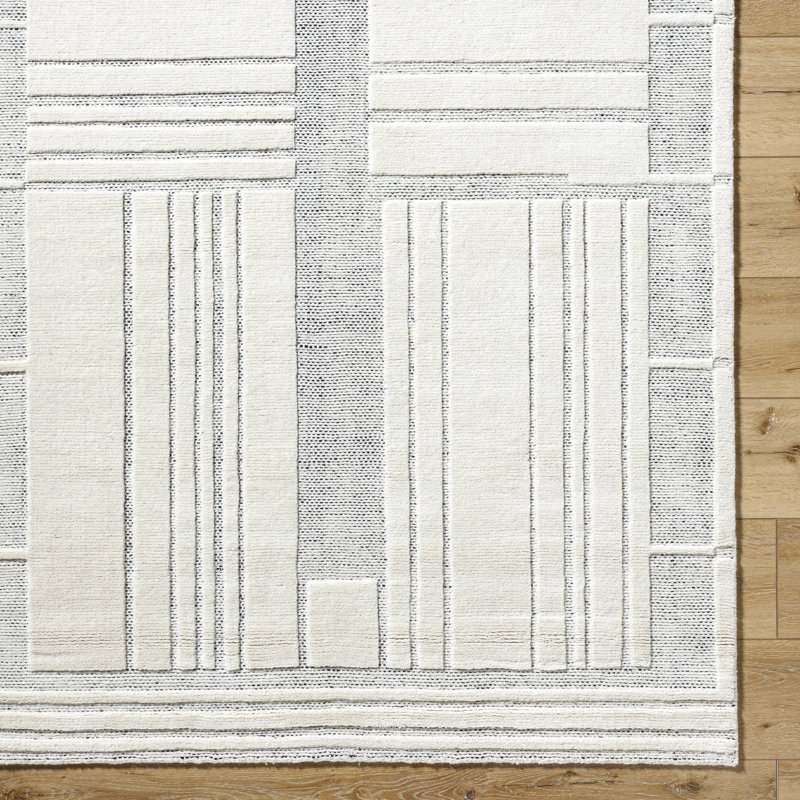 Rectangle Ronaldo Abstract Hand Loomed Wool Area Rug in Brown/Gray, Rectangle 8' x 10'