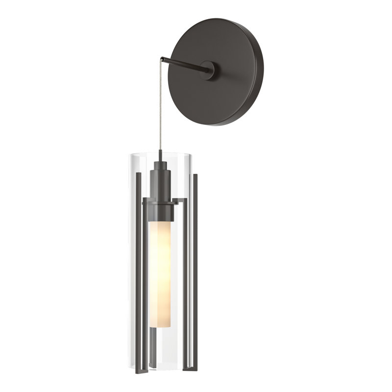 Exos 1 - Light Steel Armed Sconce, Clear/Opal White, Oil Rubbed Bronze