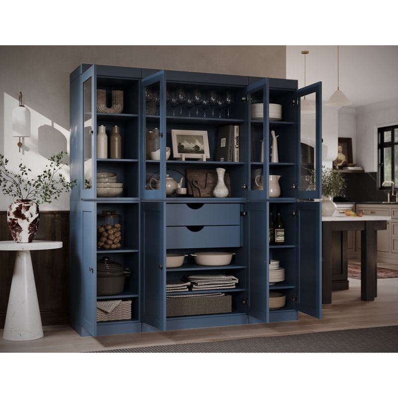 Vaisselier 100% en bois massif Palace Imports de 65 po avec verre transparent, portes Shaker, 2 tiroirs et tablettes réglables