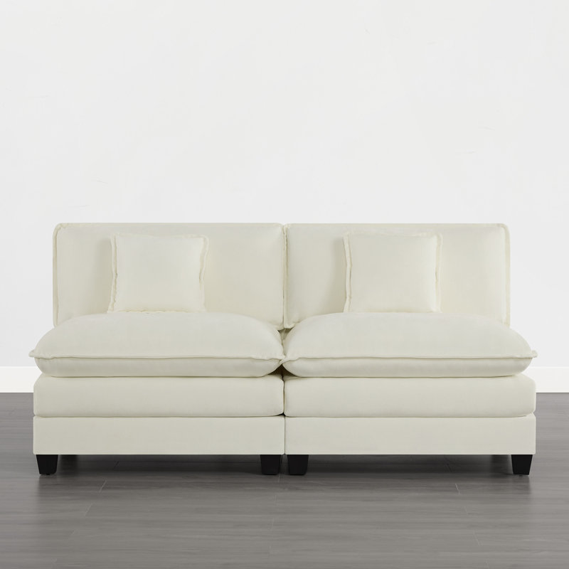 Canapé modulaire sans accoudoirs avec coussins profonds Stovall, Beige