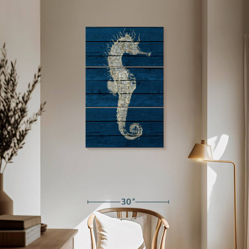 Brampt Antique Seahorse On Blue I