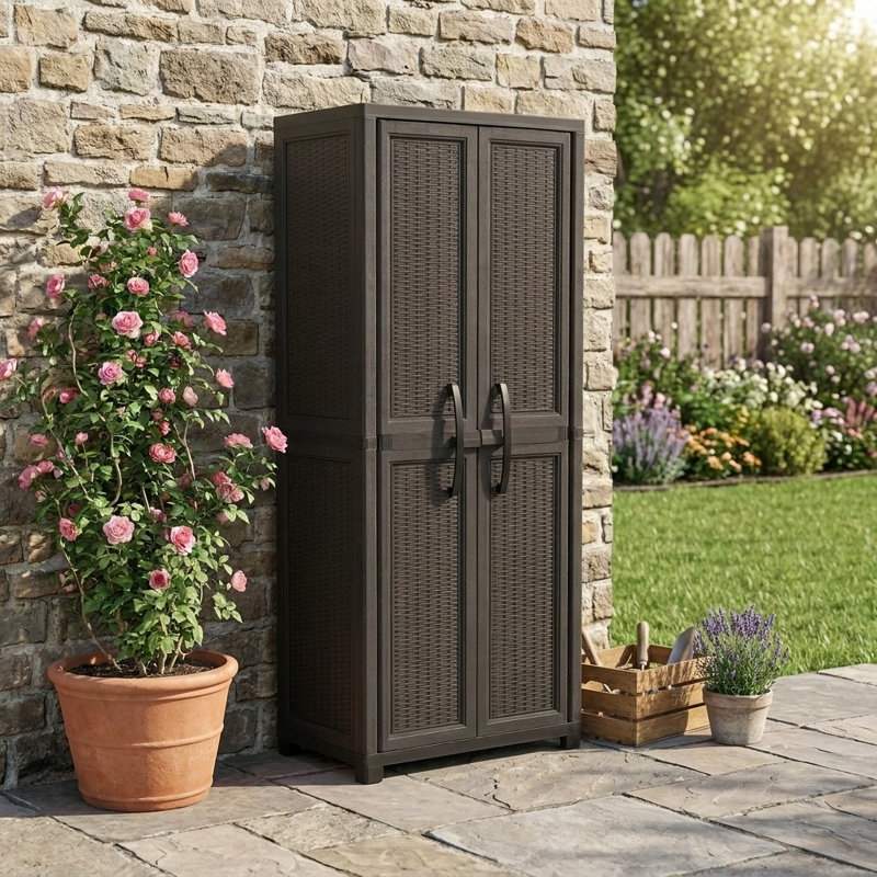 Grande armoire de rangement robuste avec 2 portes, espresso, Espresso, 5