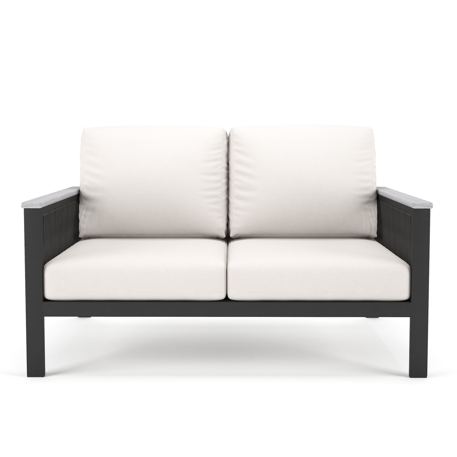 Townsend 55" Sunbrella® Patio Loveseat, Canvas White Sunbrella® Canvas, Gray/White