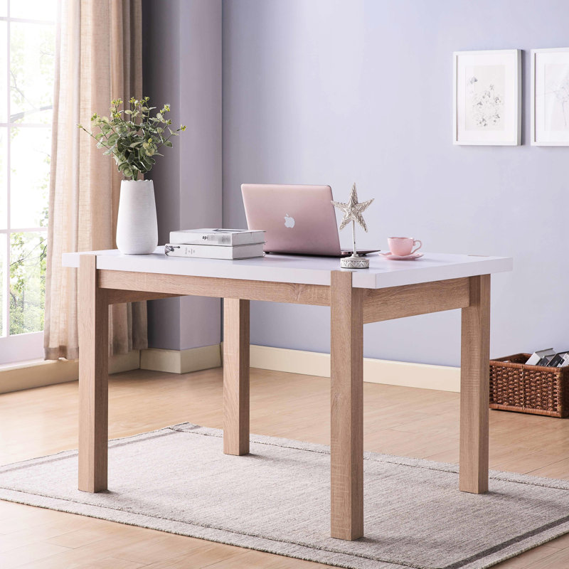 Table de salle à manger avec quatre pieds en bois, deux tons de couleur, plateau épais, siège confortablement solide, noyau creux,