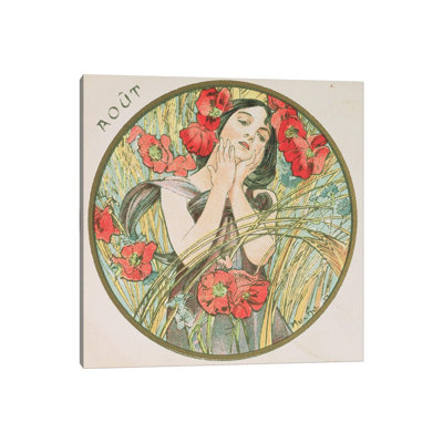 August by Alphonse Mucha - Wrapped Canvas Gallery-Wrapped Canvas Giclée