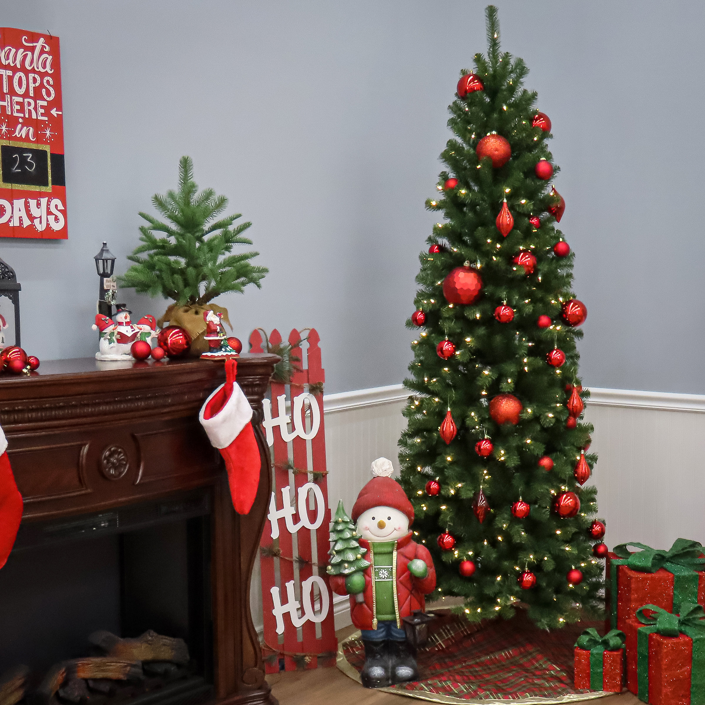 National Tree Company North Valley Spruce Pencil Slim Tree With Clear 