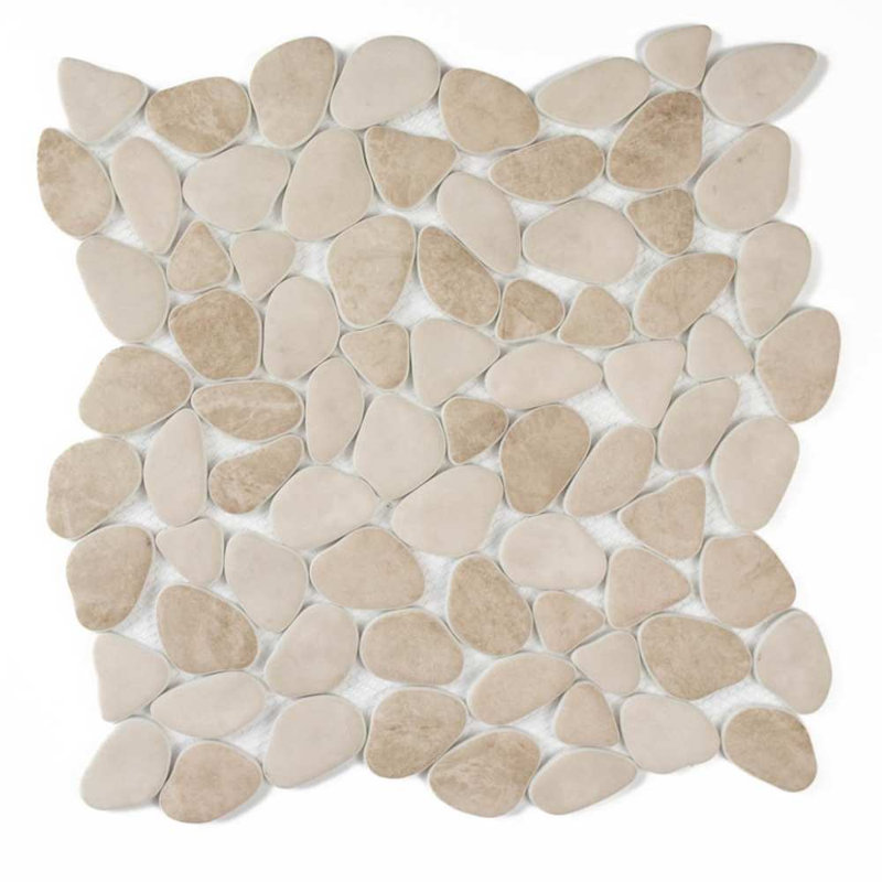 Huron Glass Pebbles Mosaic Tile, Sand Stone