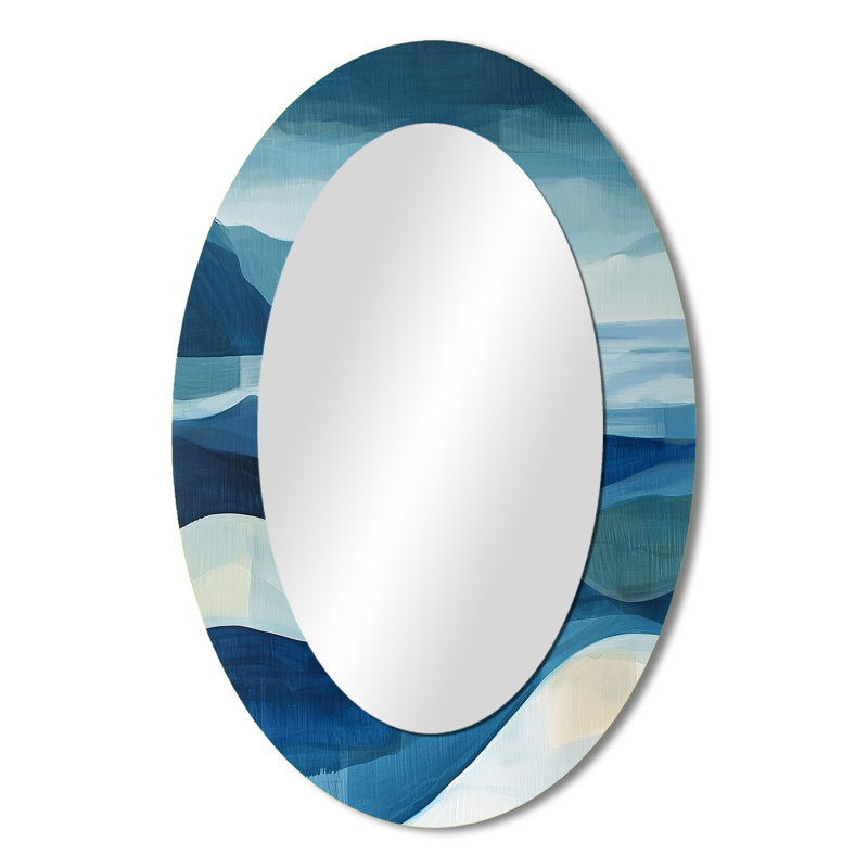 Miroir mural moderne bleu et bleu, 36 po x 24 po