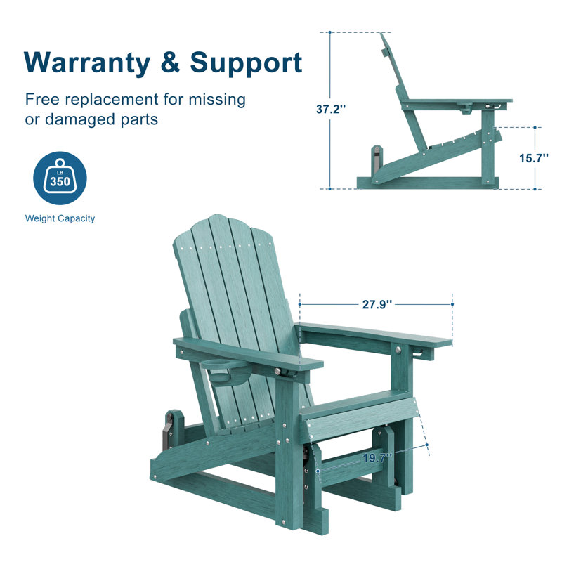 Ensemble de 2 chaises Adirondack coulissantes, chaise de patio à bascule réglable en plastique PEHD toutes positions à 3 positions pour terrasse et jardin