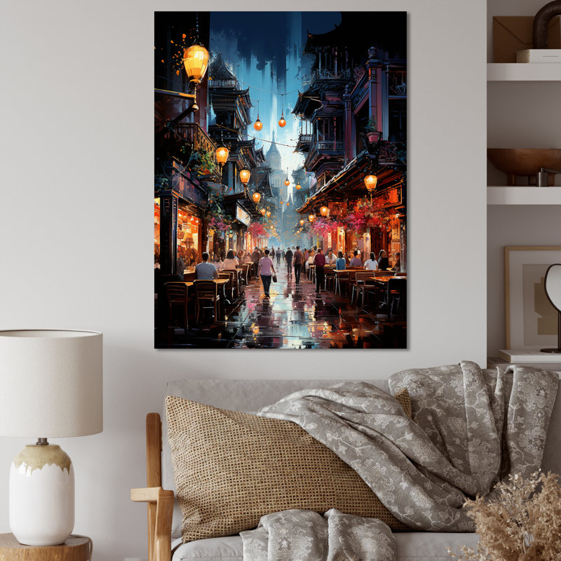 Leno, Thaïlande, nuit, flottant, bazar II, reproduction sur toile, Toile tendue, H 32 po x l 16 po x P 1 po