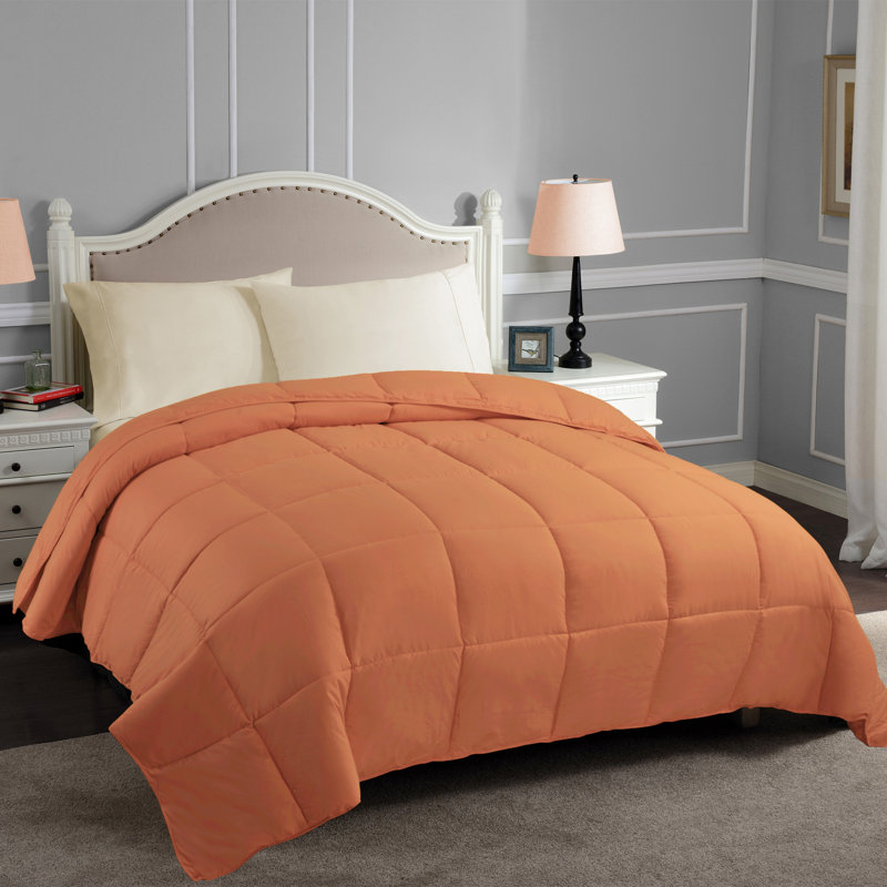 Classic All Season Reversible Medium Weight Hypoallergenic Down Alternative Comforter, Dusty Orange, King Comforter
