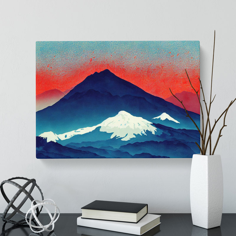 Unusual Painted Mountains Abstract - Wrapped Canvas, 35cm H x 50cm W x 3cm D