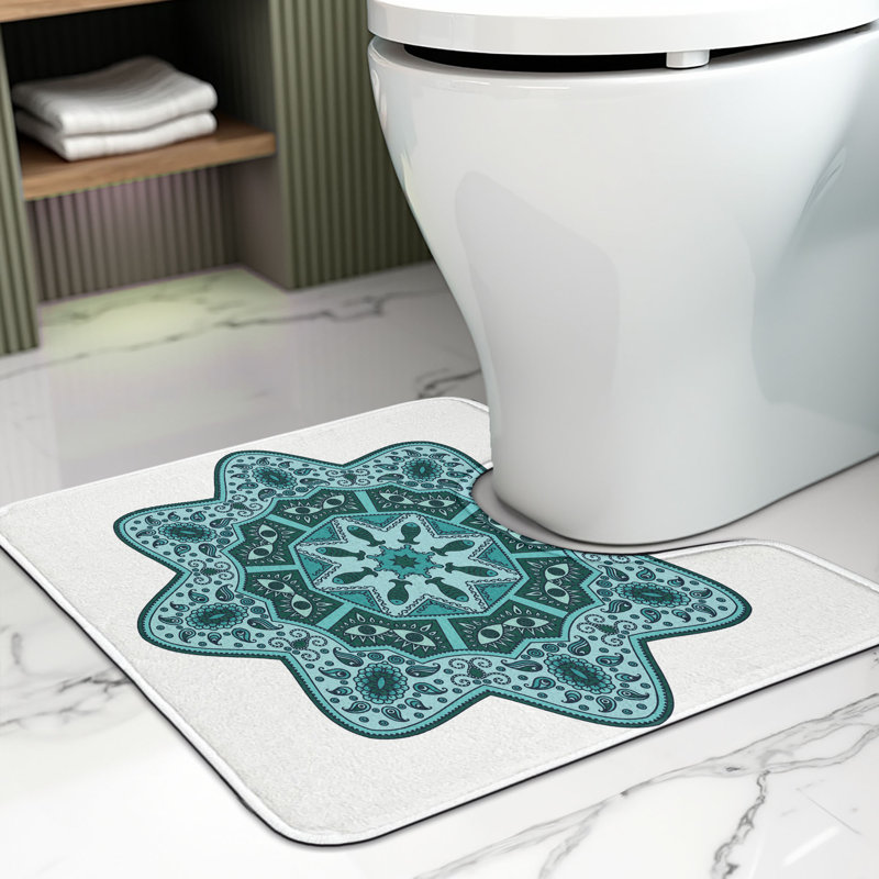 Tapis de salle de bain en U bleu sarcelle 20 po