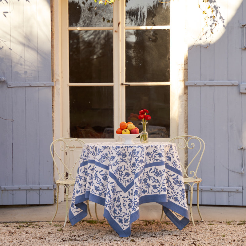 Brona Tablecloth - Square, 90" Square, Blue