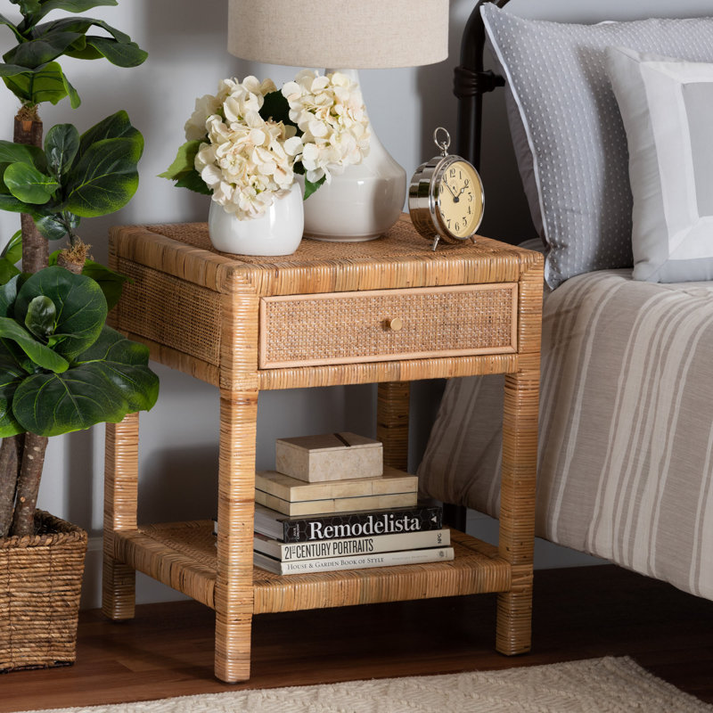 Alegna 1 Drawer Solid Wood Nightstand