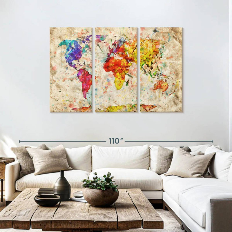 Aliaz Retro Expression World Map, 48" H x 74" W