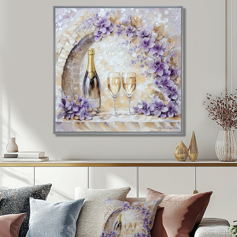 «Wine Cellars Majestic In Winter II - Wine & Champagne», reproduction d'art, H 16 po x l 16 po, Argent argent