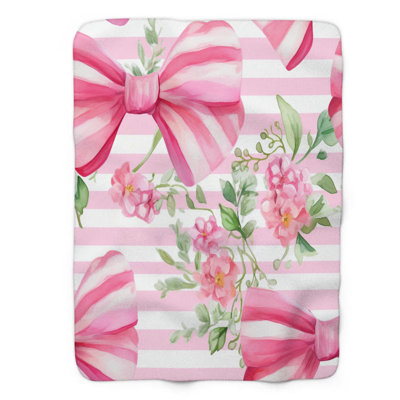 Striped Bows - Couverture sherpa de qualité supérieure 1 pièce