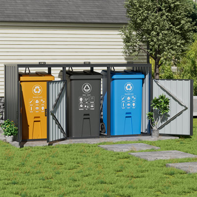 Living and Home 8 ft. W x 3 ft. D Zinc Steel Garage Shed