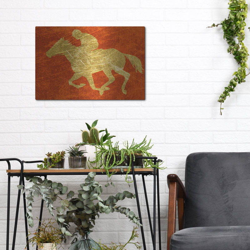 «Gold Jockey On Red» par Irena Orlov, H 12 po x l 16 po
