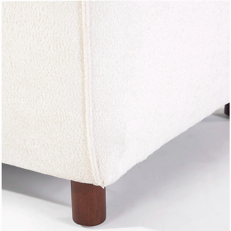 Causeuse en tissu 49 po - Housse en boucle beige 49 po - Coussin éponge haute densité 25D, pieds brun clair, canapé moderne pour le salon